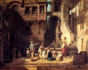 卡尔 施皮茨韦格 : Wascherinnen Am Brunnen